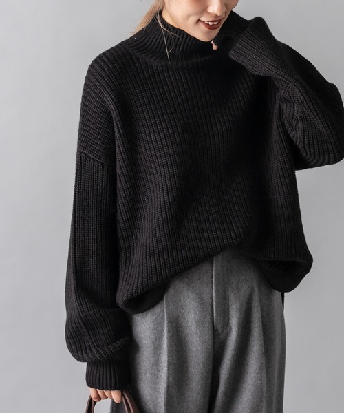 PUAL CE CIN(ピュアルセシン)の「【Du noir】裾ラウンドハイネックプルオーバー(ニット/セーター・レディース・オフホワイト/ブラック/ブラウン・FREE)」の17枚目の写真