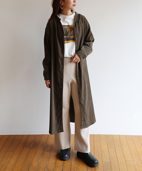 コーデュロイ長袖スキッパーシャツワンピース シャツワンピース And Me アンドミー のファッション通販 Zozotown