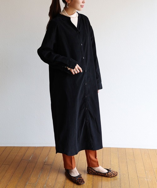 コーデュロイ長袖スキッパーシャツワンピース シャツワンピース And Me アンドミー のファッション通販 Zozotown
