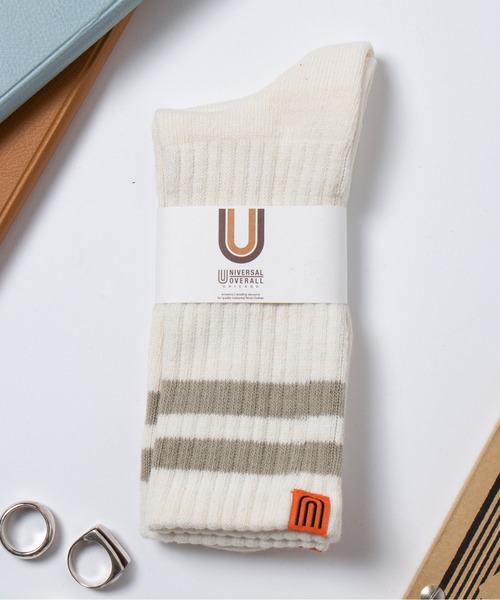 UNIVERSAL OVERALL(ユニバーサルオーバーオール)の「【UNIVERSAL OVERALL】LU-012 LU-405 ラインクルーソックス ロングソックス(ソックス/靴下・メンズ・ブラック/ネイビー/レッド/オレンジ/ブルー/グリーン/イエロー/グレー・S/M)」の4枚目の写真