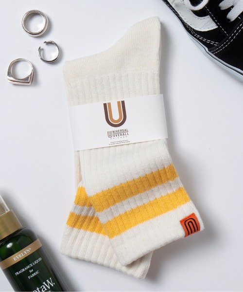 UNIVERSAL OVERALL(ユニバーサルオーバーオール)の「【UNIVERSAL OVERALL】LU-012 LU-405 ラインクルーソックス ロングソックス(ソックス/靴下・メンズ・ブラック/ネイビー/レッド/オレンジ/ブルー/グリーン/イエロー/グレー・S/M)」の7枚目の写真
