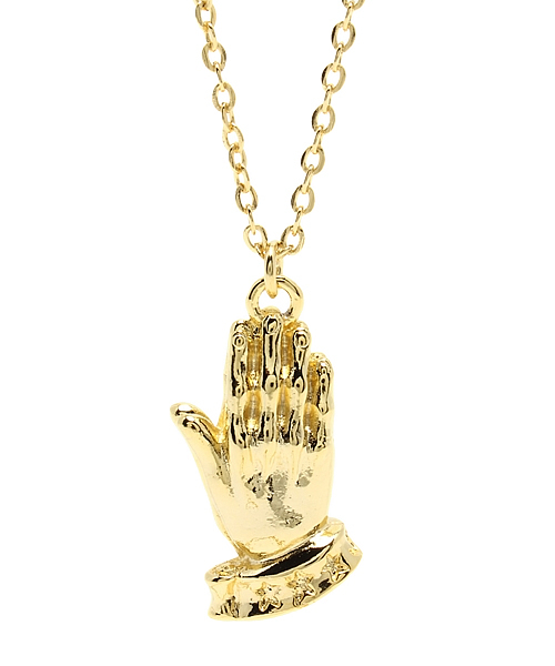 Subciety(サブサエティ)の「METAL NECKLACE -PRAYING HANDS-(ネックレス・メンズ・ブラック/シルバー/アンティークシルバー/ゴールド/アンティークゴールド・FREE)」の4枚目の写真