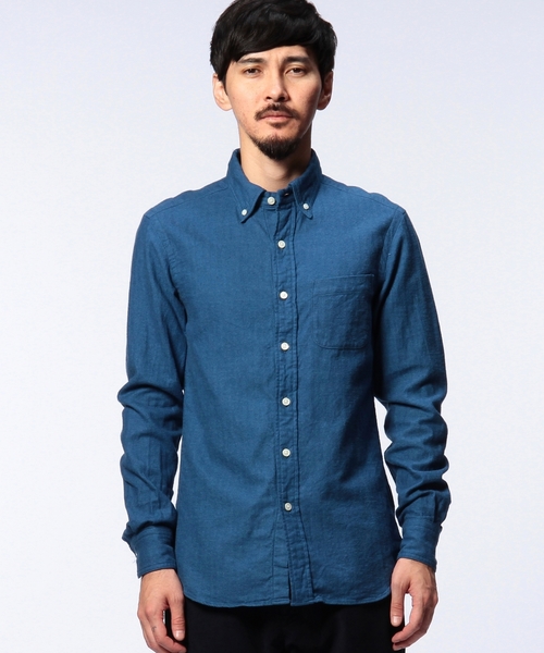 UNITED ARROWS(ユナイテッドアローズ)の「◇UAS <SHUTTLE NOTES(シャトルノーツ)>ヘリンボーン ネル ボタンダウンシャツ◆(シャツ/ブラウス・メンズ・ネイビー・MEDIUM/SMALL/LARGE/X-LARGE/X-SMALL)」の2枚目の写真