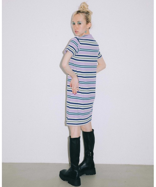 X-girl（エックスガール）の「PETAL LOGO STRIPED S/S BABY DRESS