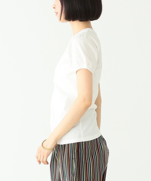 BEAMS BOY（ビームスボーイ）の「BEAMS BOY / パフスリーブ クルー ショートスリーブ（Tシャツ/カットソー・レディース・ブラック/オフホワイト・ONE SIZE）」の4枚目の写真