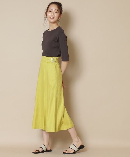 N.（N. Natural Beauty Basic）（エヌエヌナチュラルビューティーベーシック）の「◆ハイツイストコットンレーヨンランダムリブニット（Tシャツ/カットソー・レディース・アッシュブラウン/ネイビー/オレンジ/クリーム/ブルー・MEDIUM）」の12枚目の写真