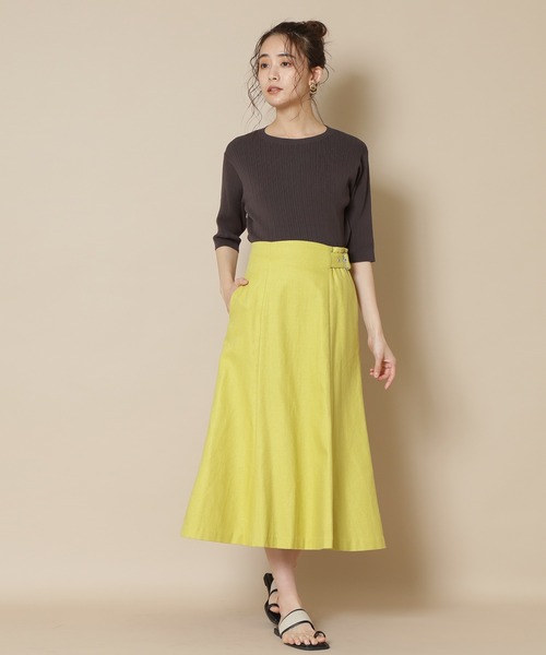 N.（N. Natural Beauty Basic）（エヌエヌナチュラルビューティーベーシック）の「◆ハイツイストコットンレーヨンランダムリブニット（Tシャツ/カットソー・レディース・アッシュブラウン/ネイビー/オレンジ/クリーム/ブルー・MEDIUM）」の8枚目の写真