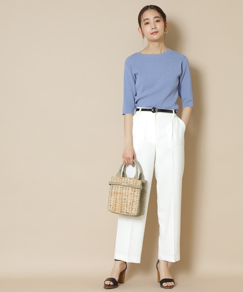 N.（N. Natural Beauty Basic）（エヌエヌナチュラルビューティーベーシック）の「◆ハイツイストコットンレーヨンランダムリブニット（Tシャツ/カットソー・レディース・アッシュブラウン/ネイビー/オレンジ/クリーム/ブルー・MEDIUM）」の13枚目の写真