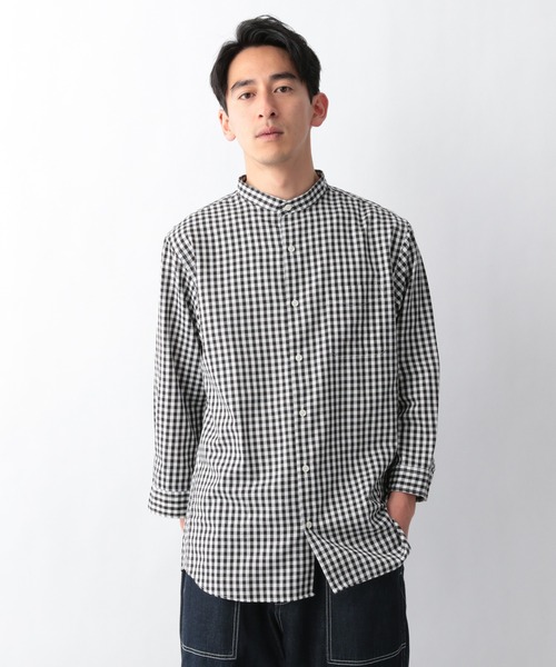 GLOBAL WORK（グローバルワーク）の「パナマバンドカラー7分袖/925361（シャツ/ブラウス・メンズ・ホワイト/ベージュ/ネイビー/カーキ/その他1・X-LARGE/SMALL/MEDIUM/LARGE）」の5枚目の写真