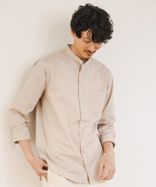 GLOBAL WORK（グローバルワーク）の「パナマバンドカラー7分袖/925361（シャツ/ブラウス・メンズ・ホワイト/ベージュ/ネイビー/カーキ/その他1・X-LARGE/SMALL/MEDIUM/LARGE）」の2枚目の写真