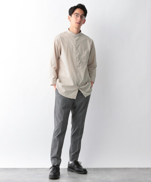 GLOBAL WORK（グローバルワーク）の「パナマバンドカラー7分袖/925361（シャツ/ブラウス・メンズ・ホワイト/ベージュ/ネイビー/カーキ/その他1・X-LARGE/SMALL/MEDIUM/LARGE）」の6枚目の写真