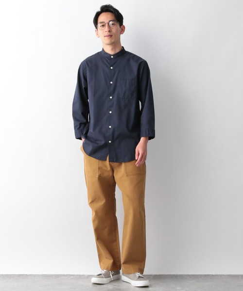 GLOBAL WORK（グローバルワーク）の「パナマバンドカラー7分袖/925361（シャツ/ブラウス・メンズ・ホワイト/ベージュ/ネイビー/カーキ/その他1・X-LARGE/SMALL/MEDIUM/LARGE）」の15枚目の写真