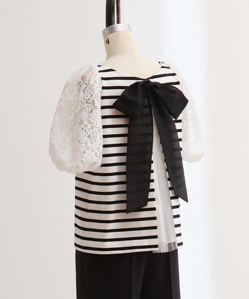 Tiara（ティアラ）の「20thバックチャーミングボーダートップス（Tシャツ/カットソー・レディース・ホワイト/ブラック・FREE）」の2枚目の写真