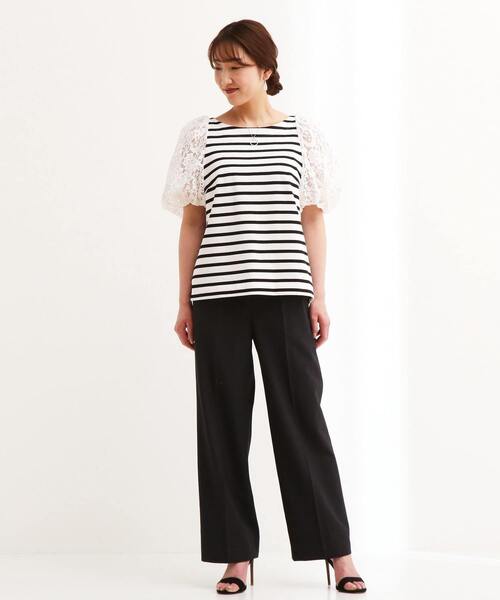 Tiara（ティアラ）の「20thバックチャーミングボーダートップス（Tシャツ/カットソー・レディース・ホワイト/ブラック・FREE）」の5枚目の写真