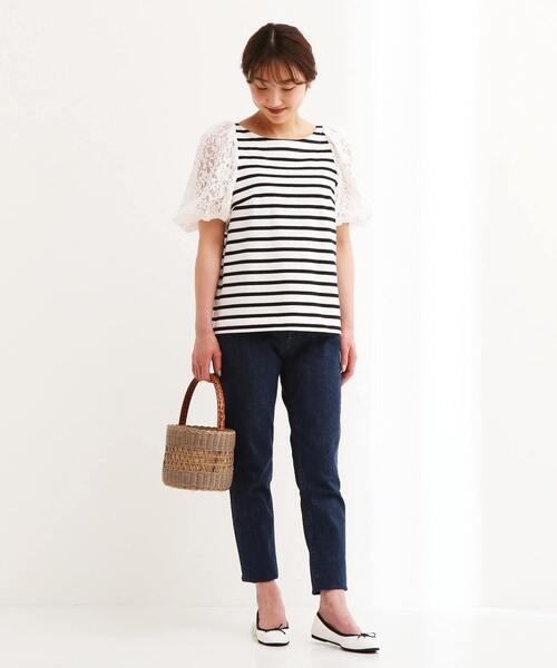 Tiara（ティアラ）の「20thバックチャーミングボーダートップス（Tシャツ/カットソー・レディース・ホワイト/ブラック・FREE）」の3枚目の写真