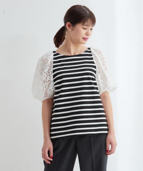 Tiara（ティアラ）の「20thバックチャーミングボーダートップス（Tシャツ/カットソー・レディース・ホワイト/ブラック・FREE）」の4枚目の写真