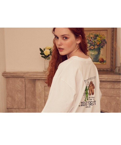 ambler（エムブラー）の「『ambler/エムブラー』Over fit T-Shirts 'Alien's secret'/バックプリント 半袖Tシャツ（Tシャツ/カットソー・レディース・ブラック/ホワイト・S/M）」の9枚目の写真