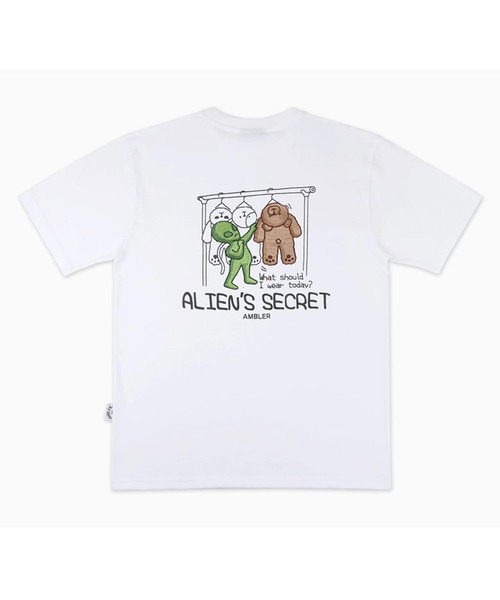 ambler（エムブラー）の「『ambler/エムブラー』Over fit T-Shirts 'Alien's secret'/バックプリント 半袖Tシャツ（Tシャツ/カットソー・レディース・ブラック/ホワイト・S/M）」の4枚目の写真