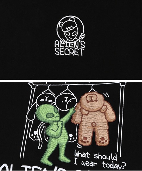 ambler（エムブラー）の「『ambler/エムブラー』Over fit T-Shirts 'Alien's secret'/バックプリント 半袖Tシャツ（Tシャツ/カットソー・レディース・ブラック/ホワイト・S/M）」の3枚目の写真
