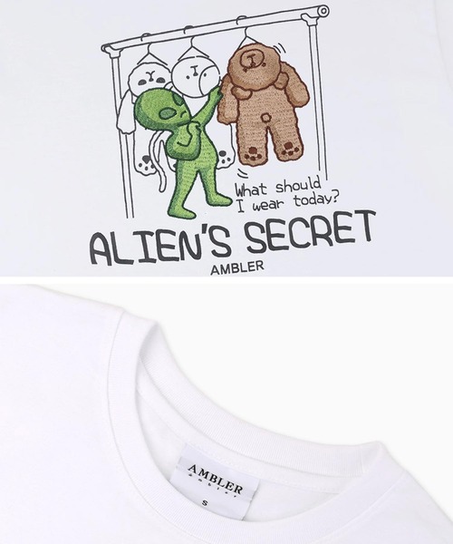 ambler（エムブラー）の「『ambler/エムブラー』Over fit T-Shirts 'Alien's secret'/バックプリント 半袖Tシャツ（Tシャツ/カットソー・レディース・ブラック/ホワイト・S/M）」の6枚目の写真