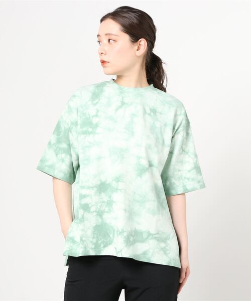 MANASTASH（マナスタッシュ）の「MANASTASH/マナスタッシュ　W-s TIEDYE LEAF LOGO　タイダイＴ（Tシャツ/カットソー・レディース・グリーン/ブラウン/ベージュ・MEDIUM）」の3枚目の写真