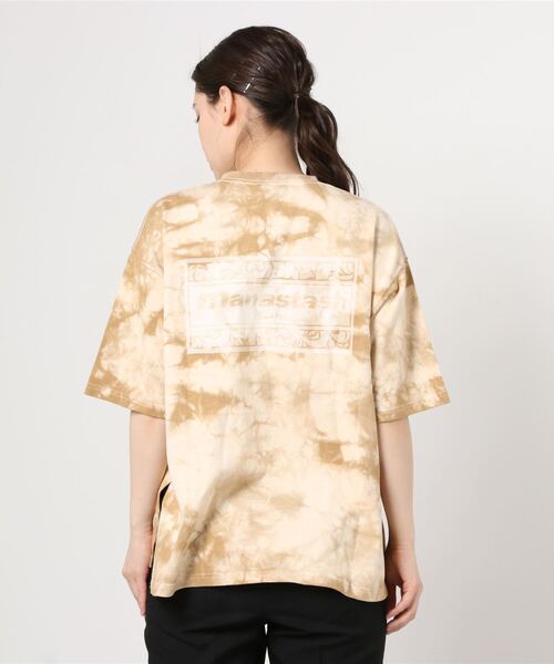 MANASTASH（マナスタッシュ）の「MANASTASH/マナスタッシュ　W-s TIEDYE LEAF LOGO　タイダイＴ（Tシャツ/カットソー・レディース・グリーン/ブラウン/ベージュ・MEDIUM）」の6枚目の写真