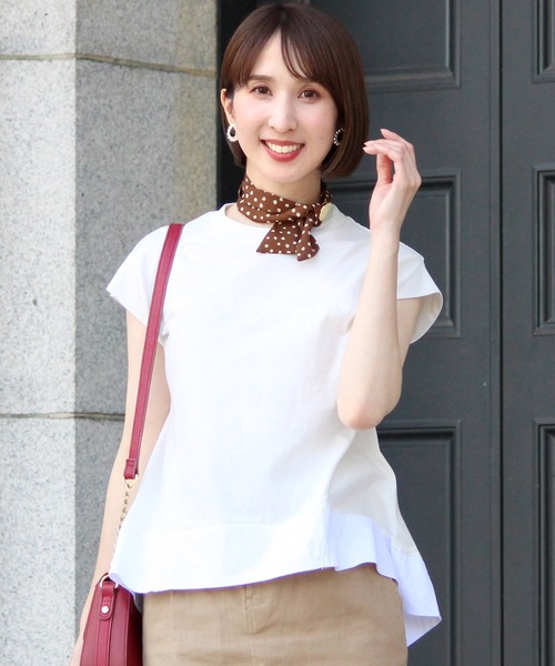 ElegChic(エレグシック)の「フレア カットソー(Tシャツ/カットソー・レディース・グレイッシュベージュ/オフホワイト/ブラック・M/XL)」の4枚目の写真
