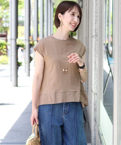 ElegChic(エレグシック)の「フレア カットソー(Tシャツ/カットソー・レディース・グレイッシュベージュ/オフホワイト/ブラック・M/XL)」の15枚目の写真