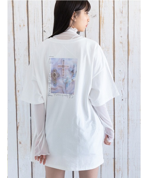 Honey Salon（ハニーサロン）の「CBHS×pivoine.e クロスフォトT（Tシャツ/カットソー・レディース・ホワイト/ブラック・FREE）」の5枚目の写真