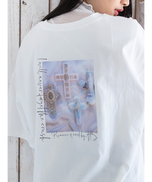 Honey Salon（ハニーサロン）の「CBHS×pivoine.e クロスフォトT（Tシャツ/カットソー・レディース・ホワイト/ブラック・FREE）」の17枚目の写真