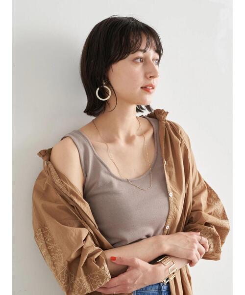 earth music&ecology（アースミュージックアンドエコロジー）の「2wayクルーネックニットタンクトップ ＊（タンクトップ・レディース・アイボリー/モカ/ピンクベージュ・M/L/S）」の7枚目の写真