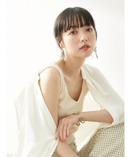 earth music&ecology（アースミュージックアンドエコロジー）の「2wayクルーネックニットタンクトップ ＊（タンクトップ・レディース・アイボリー/モカ/ピンクベージュ・M/L/S）」の6枚目の写真