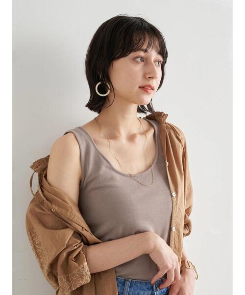 earth music&ecology（アースミュージックアンドエコロジー）の「2wayクルーネックニットタンクトップ ＊（タンクトップ・レディース・アイボリー/モカ/ピンクベージュ・M/L/S）」の12枚目の写真