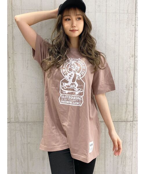 GYDA(ジェイダ)の「【WEB限定】SK8BUNNY BIG Tシャツ(Tシャツ/カットソー・レディース・ピンク/チャコールグレー/オフホワイト/ベージュ・FREE)」の5枚目の写真