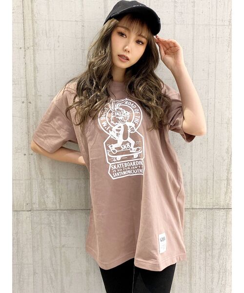 GYDA(ジェイダ)の「【WEB限定】SK8BUNNY BIG Tシャツ(Tシャツ/カットソー・レディース・ピンク/チャコールグレー/オフホワイト/ベージュ・FREE)」の6枚目の写真