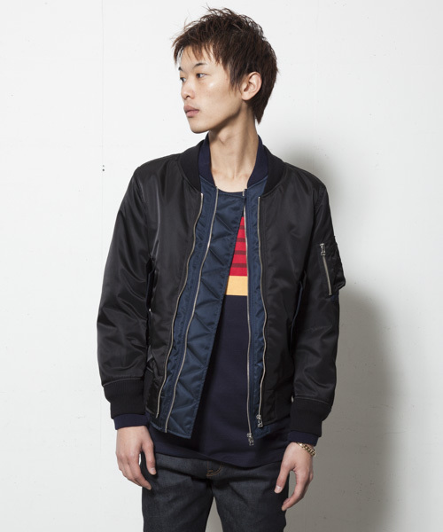 ANREALAGE(アンリアレイジ)の「ANREALAGE ×MIDWEST別注 レイヤードMA1(ブルゾン・メンズ・ブラック・LARGE/MEDIUM)」の1枚目の写真