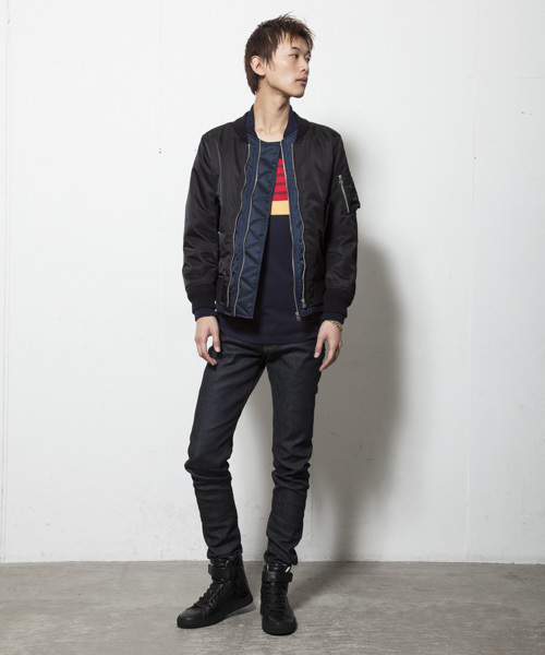 ANREALAGE(アンリアレイジ)の「ANREALAGE ×MIDWEST別注 レイヤードMA1(ブルゾン・メンズ・ブラック・LARGE/MEDIUM)」の13枚目の写真