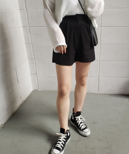me+em select(ミームセレクト)の「ハイウエストコットンリネンショートパンツ(その他パンツ・レディース・ブラック/ベージュ/ブラウン・MEDIUM/LARGE)」の20枚目の写真