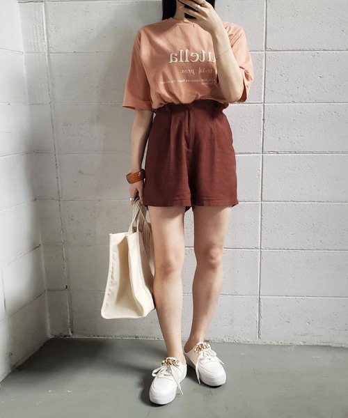 me+em select(ミームセレクト)の「ハイウエストコットンリネンショートパンツ(その他パンツ・レディース・ブラック/ベージュ/ブラウン・MEDIUM/LARGE)」の16枚目の写真