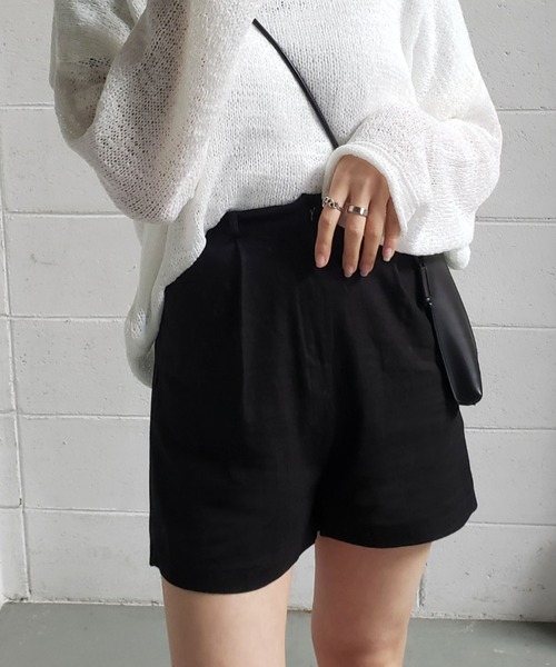 me+em select(ミームセレクト)の「ハイウエストコットンリネンショートパンツ(その他パンツ・レディース・ブラック/ベージュ/ブラウン・MEDIUM/LARGE)」の18枚目の写真
