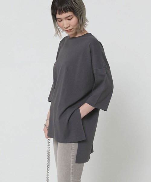 Sig FREAK'S STORE（シグフリークスストア）の「スクエアビックTシャツ（Tシャツ/カットソー・レディース・ブラック/ホワイト/グリーン/ライトグレー/グレー/ベージュ・ﾌﾘ-）」の5枚目の写真