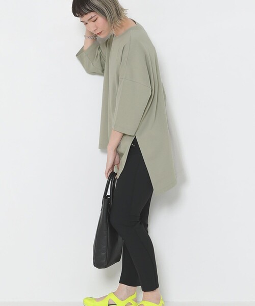 Sig FREAK'S STORE（シグフリークスストア）の「スクエアビックTシャツ（Tシャツ/カットソー・レディース・ブラック/ホワイト/グリーン/ライトグレー/グレー/ベージュ・ﾌﾘ-）」の6枚目の写真