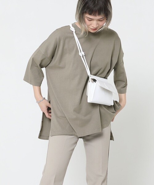 Sig FREAK'S STORE（シグフリークスストア）の「スクエアビックTシャツ（Tシャツ/カットソー・レディース・ブラック/ホワイト/グリーン/ライトグレー/グレー/ベージュ・ﾌﾘ-）」の4枚目の写真