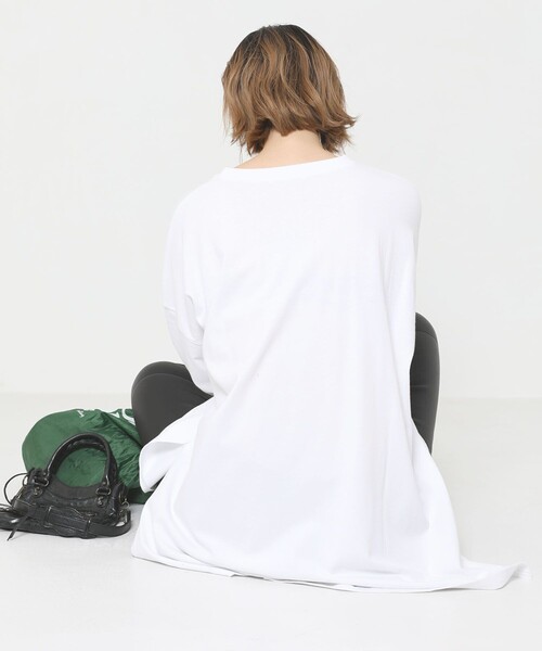 Sig FREAK'S STORE（シグフリークスストア）の「スクエアビックTシャツ（Tシャツ/カットソー・レディース・ブラック/ホワイト/グリーン/ライトグレー/グレー/ベージュ・ﾌﾘ-）」の12枚目の写真