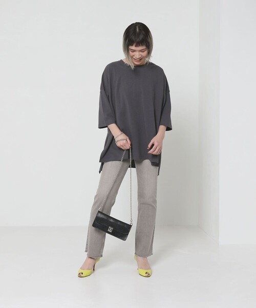 Sig FREAK'S STORE（シグフリークスストア）の「スクエアビックTシャツ（Tシャツ/カットソー・レディース・ブラック/ホワイト/グリーン/ライトグレー/グレー/ベージュ・ﾌﾘ-）」の18枚目の写真