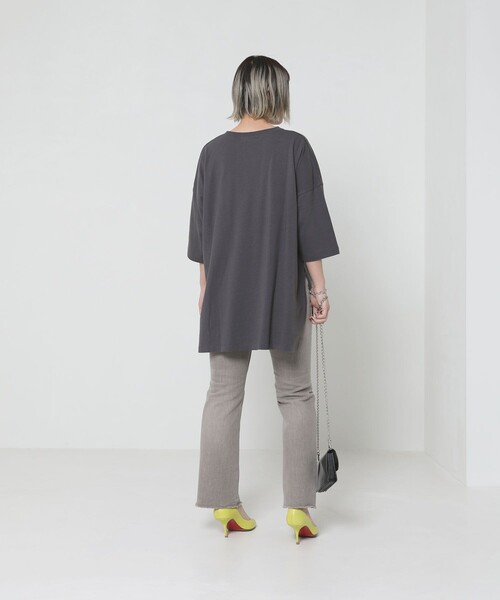 Sig FREAK'S STORE（シグフリークスストア）の「スクエアビックTシャツ（Tシャツ/カットソー・レディース・ブラック/ホワイト/グリーン/ライトグレー/グレー/ベージュ・ﾌﾘ-）」の20枚目の写真