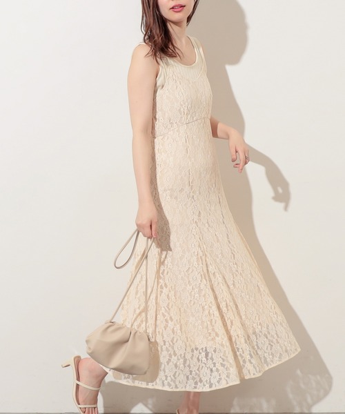 natural couture(ナチュラルクチュール)の「【WEB限定】細ヒモレースキャミワンピース(ワンピース・レディース・オレンジ/アイボリー/ミント・FREE)」の5枚目の写真