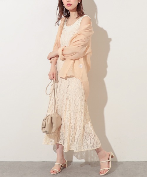 natural couture(ナチュラルクチュール)の「【WEB限定】細ヒモレースキャミワンピース(ワンピース・レディース・オレンジ/アイボリー/ミント・FREE)」の4枚目の写真