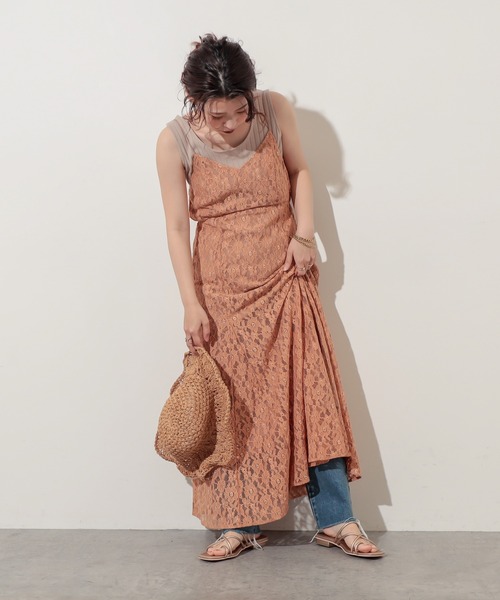 natural couture(ナチュラルクチュール)の「【WEB限定】細ヒモレースキャミワンピース(ワンピース・レディース・オレンジ/アイボリー/ミント・FREE)」の13枚目の写真