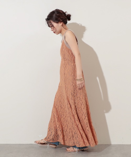 natural couture(ナチュラルクチュール)の「【WEB限定】細ヒモレースキャミワンピース(ワンピース・レディース・オレンジ/アイボリー/ミント・FREE)」の12枚目の写真